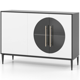 Costway 3 Door Black and White Sideboard - Size: 139 x 52 x 17cm - Multi - Wilko - thumbnail 3