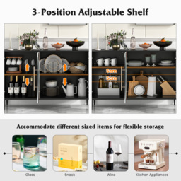 Costway 3 Door Black and White Sideboard - Size: 139 x 52 x 17cm - Multi - Wilko - thumbnail 7