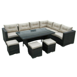 Furniture One 9 Seater Rattan Garden Corner Sofa Set - Brown - Wilko - thumbnail 3