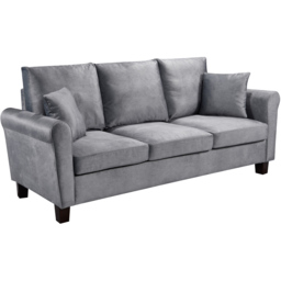 Brooklyn 3 Seater Grey Brushed Velvet Sofa - Wilko - thumbnail 3
