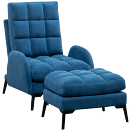Living and Home Blue Leisure Recliner Armchair with Ottoman Footstool - Size: Single - Wilko - thumbnail 3