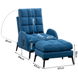 Living and Home Blue Leisure Recliner Armchair with Ottoman Footstool - Size: Single - Wilko - thumbnail 7