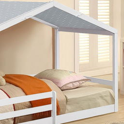 Brooklyn Single White Wooden House Style Bed with Grey Tent - Wilko - thumbnail 3