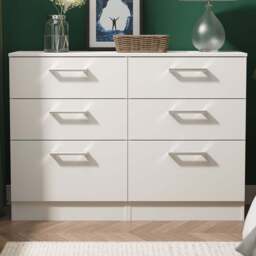 Crowndale Devon 6 Drawer Matt Grey Wide Chest of Drawers Ready Assembled - Grey Matt - Wilko - thumbnail 1