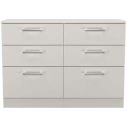 Crowndale Devon 6 Drawer Matt Grey Wide Chest of Drawers Ready Assembled - Grey Matt - Wilko - thumbnail 3