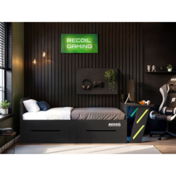 Flair Alister Single Charcoal and Green Gaming Bed with Desk - Wilko - thumbnail 5