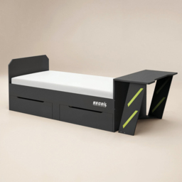 Flair Alister Single Charcoal and Green Gaming Bed with Desk - Wilko - thumbnail 3