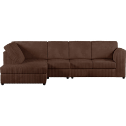 Luxor 4 Seater Chocolate Jumbo Cord Left Hand Facing Full Back L Shaped Corner Sofa Set - Brown - Wilko - thumbnail 3