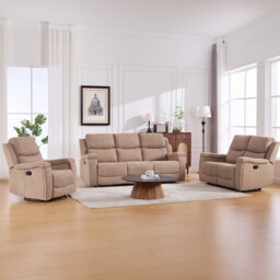 Ledbury 3 Seater Beige Fabric Manual Recliner Sofa - Wilko - thumbnail 4