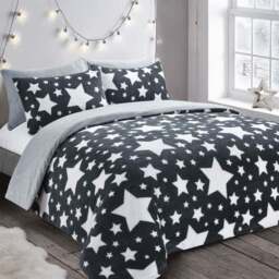 Galaxy Navy Teddy Duvet Set Double - Grey - Velosso - Wilko - thumbnail 1