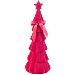 Flocked Christmas Tree with Bow Fuschia - Jingle Bell Boogie - Wilko