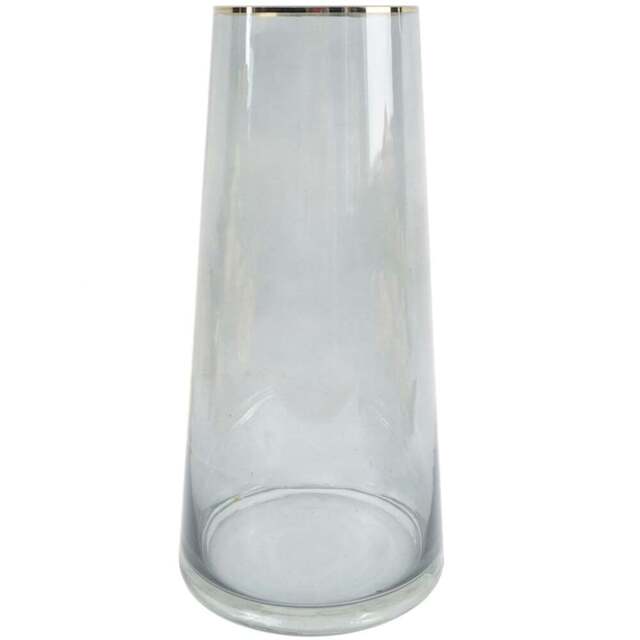 Botanik Smoke Grey Gold Rim Glass Vase 28cm - Size: 28 x 13.5 x 13.5cm - Wilko - image 1