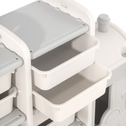H&O Direct 3 Tier White Train Shaped Kids Toy Organiser - Size: 85 x 96 x 33cm - Grey - Wilko - thumbnail 4