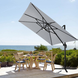 Living and Home Light Grey Square LED Rotatable Cantilever Parasol with Base 3m - Wilko - thumbnail 3