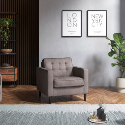 Eden Pewter Chenille Armchair - Size: 82 x 82 x 75cm - Grey - Wilko - thumbnail 5