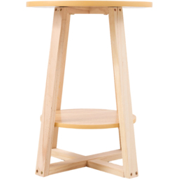 Living and Home 2-Tier Natural Round Solid Wood Coffee Side Table - Size: 50 x 50 x 50cm - Cream - Wilko - thumbnail 5