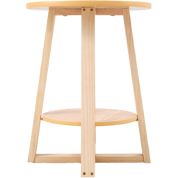 Living and Home 2-Tier Natural Round Solid Wood Coffee Side Table - Size: 50 x 50 x 50cm - Cream - Wilko - thumbnail 4