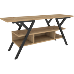 Decorotika Minerva Decorative 4 Open Shelf Black and Oak TV Unit - Size: 55 x 120 x 35cm - Multi - Wilko - thumbnail 3