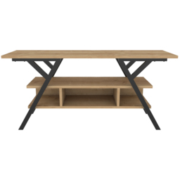 Decorotika Minerva Decorative 4 Open Shelf Black and Oak TV Unit - Size: 55 x 120 x 35cm - Multi - Wilko - thumbnail 4