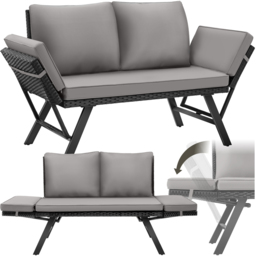 tectake Sintra 2 Seater Light Grey and Black Garden Sofa - Wilko - thumbnail 3