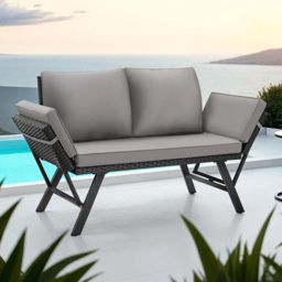 tectake Sintra 2 Seater Light Grey and Black Garden Sofa - Wilko - thumbnail 1