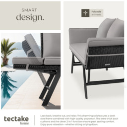 tectake Sintra 2 Seater Light Grey and Black Garden Sofa - Wilko - thumbnail 5