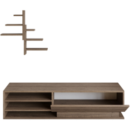 Decorotika Linda 3 Shelf Walnut TV Unit and 6 Tier Wall Shelf - Size: 36 x 150 x 36.8cm - Brown - Wilko - thumbnail 3