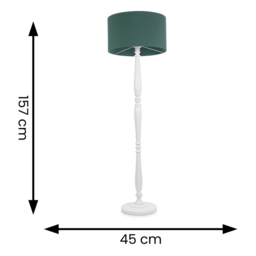 ValueLights Victoria Green Fabric Drum Shade White Wood Traditional Stem LED Floor Lamp - Size: 157 x 45 x 45cm - Wilko - thumbnail 7