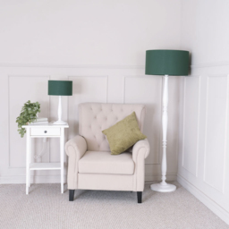 ValueLights Victoria Green Fabric Drum Shade White Wood Traditional Stem LED Floor Lamp - Size: 157 x 45 x 45cm - Wilko - thumbnail 6