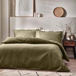 Yard Single Olive Waffle Duvet Set - Green - Yard Living - Wilko