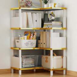 Living and Home 4 Shelf MDF L-Shaped Corner Bookshelf - Blue - Wilko