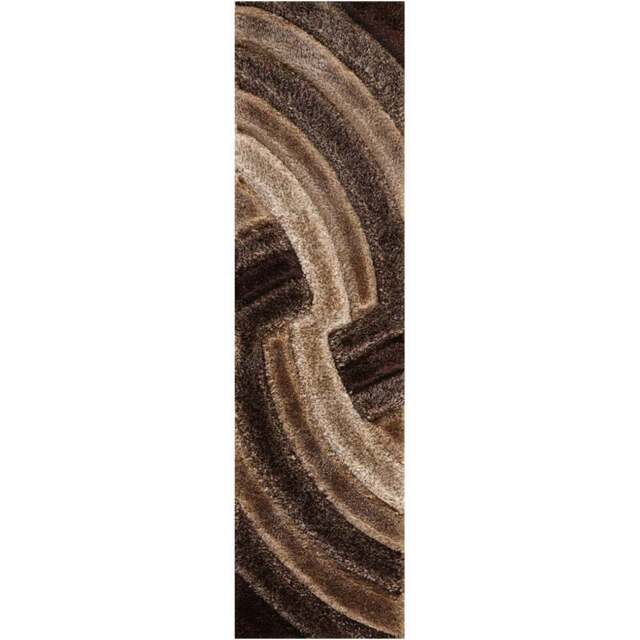 Desire Rug Modern Bronze Swirl Shimmer Soft Shaggy Area Rug 60 x 220cm - Desire Rugs - Wilko - image 1