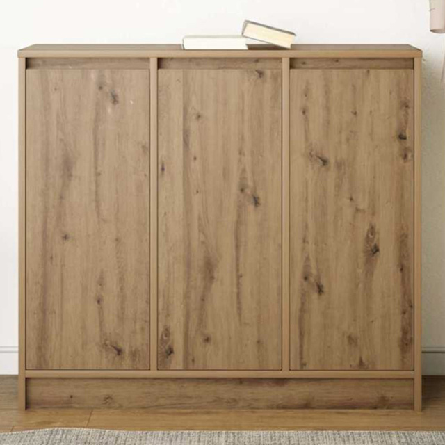 vidaXL 3 Door Artisan Oak Sideboard - Size: 76 x 85 x 34cm - Brown - Wilko - image 1