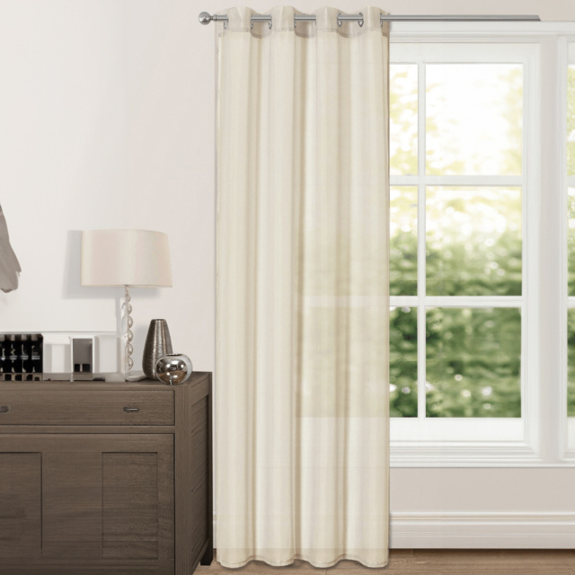 Velosso Riva Cream Eyelet Voile Panel Curtain 150 x 122cm - Size: W 150 x D 122cm - Wilko - image 1