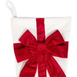 Luxury Velvet Bow StockingWhite and Red - Wilko - thumbnail 3