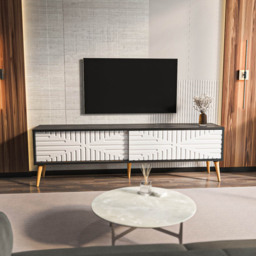 Decorotika Riso 2 Sliding Door Bendier and White TV Unit - Size: 54 x 180 x 35cm - Multi - Wilko - thumbnail 7