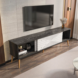 Decorotika Riso 2 Sliding Door Bendier and White TV Unit - Size: 54 x 180 x 35cm - Multi - Wilko - thumbnail 4