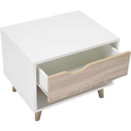 Stockholm Single Drawer Single Shelf Bedside Cabinet - White - LPD Home - Wilko - thumbnail 5
