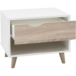 Stockholm Single Drawer Single Shelf Bedside Cabinet - White - LPD Home - Wilko - thumbnail 4