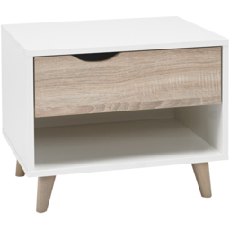Stockholm Single Drawer Single Shelf Bedside Cabinet - White - LPD Home - Wilko - thumbnail 3