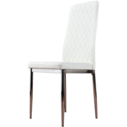 Furniturebox Valera Set of 4 White and Chrome Faux Leather Dining Chair - Wilko - thumbnail 3