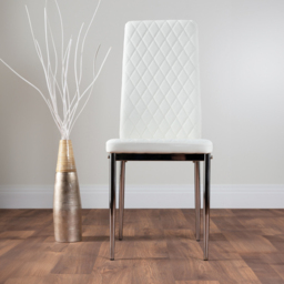 Furniturebox Valera Set of 4 White and Chrome Faux Leather Dining Chair - Wilko - thumbnail 6
