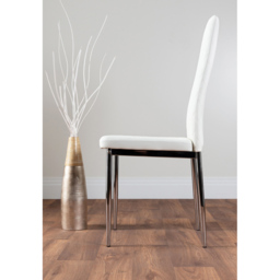 Furniturebox Valera Set of 4 White and Chrome Faux Leather Dining Chair - Wilko - thumbnail 4