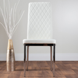 Furniturebox Valera Set of 4 White and Chrome Faux Leather Dining Chair - Wilko - thumbnail 1