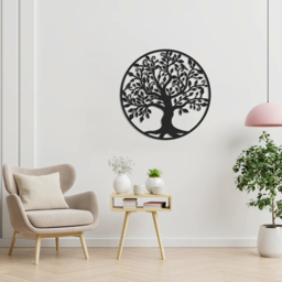 Decortie Tree of Life and Birds Botanical Metal Wall Decor - Size: 60 x 60 x 0.2cm - Black - Wilko - thumbnail 3