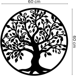 Decortie Tree of Life and Birds Botanical Metal Wall Decor - Size: 60 x 60 x 0.2cm - Black - Wilko - thumbnail 5