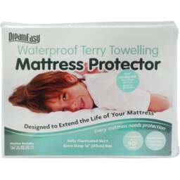 DreamEasy Terry Waterproof Pillow Protector Pair - Size: 48 x 74cm - White - Wilko