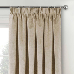 Enhanced Living Oxford Cream Thermal Blackout Pencil Pleat Velvet Single Door Curtain 168 x 214cm - Wilko - thumbnail 3