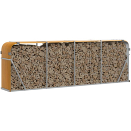 vidaXL Brown Galvanised Steel Firewood Log Holder 100 x 300 x 45cm - Wilko - thumbnail 3