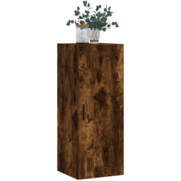 vidaXL Single Door Smoked Oak Wall Mounted Slim Storage Cabinet - Size: 90 x 34.5 x 34cm - Brown - Wilko - thumbnail 4